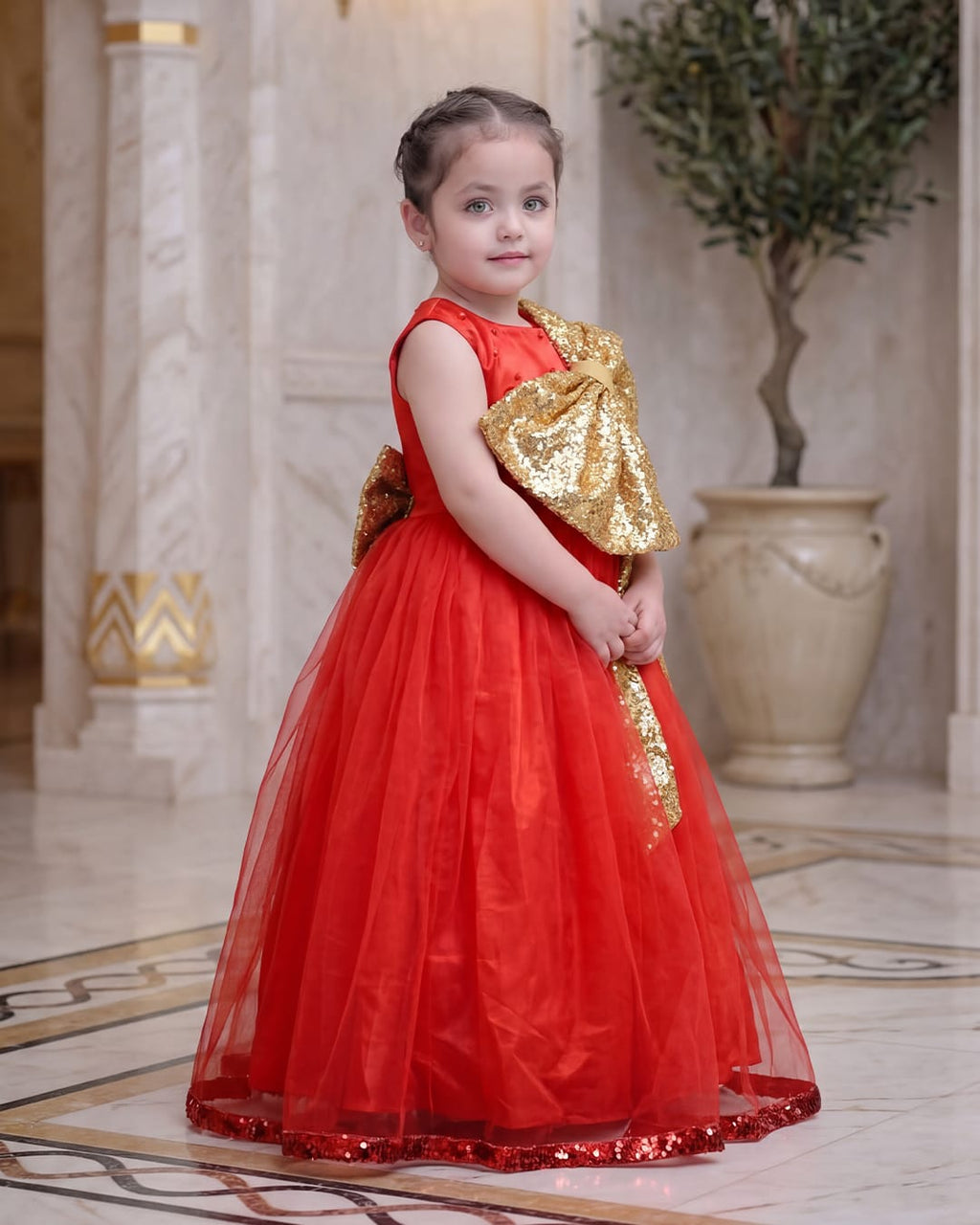 Pink Plum Sequins Bow