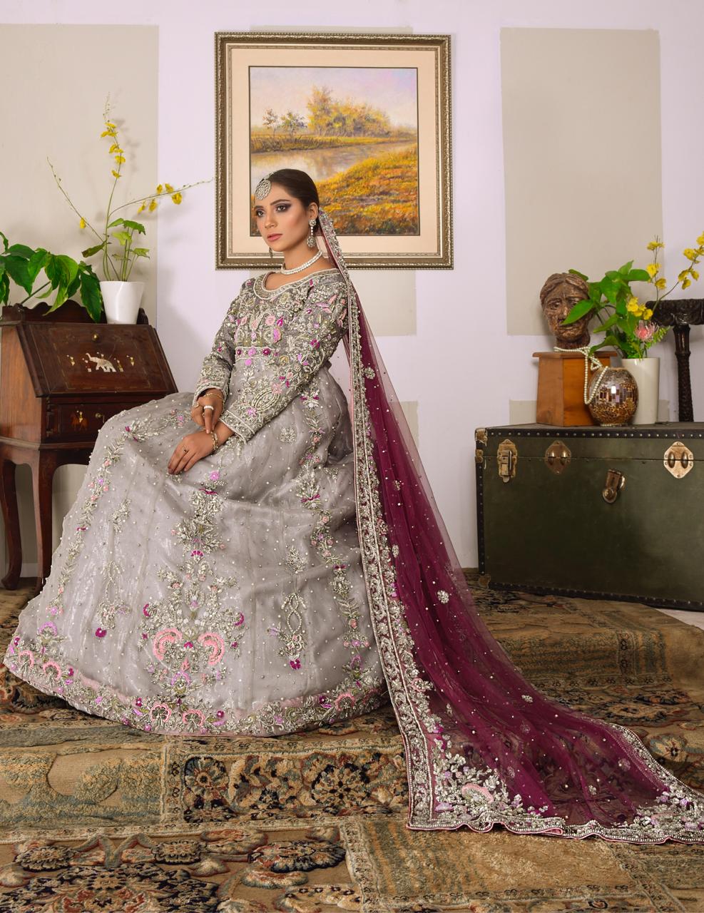 Cristiano Lux – Royal Pishwas Paired with Zari Organza, Tulle Dupatta