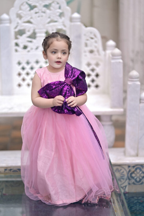 Pink Plum Sequins Bow