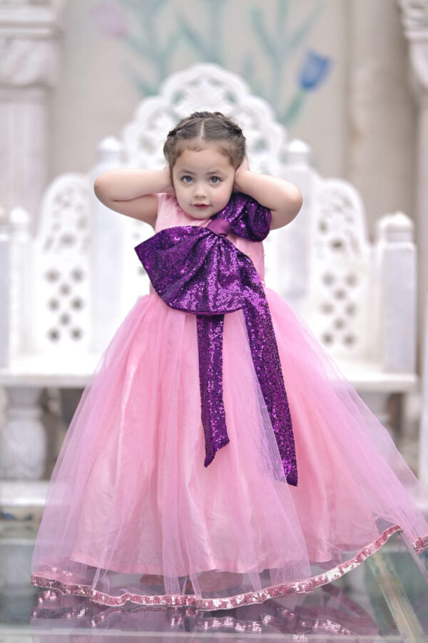 Pink Plum Sequins Bow