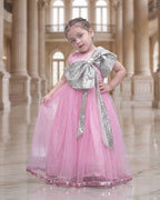 Pink Silver Sequins Bow