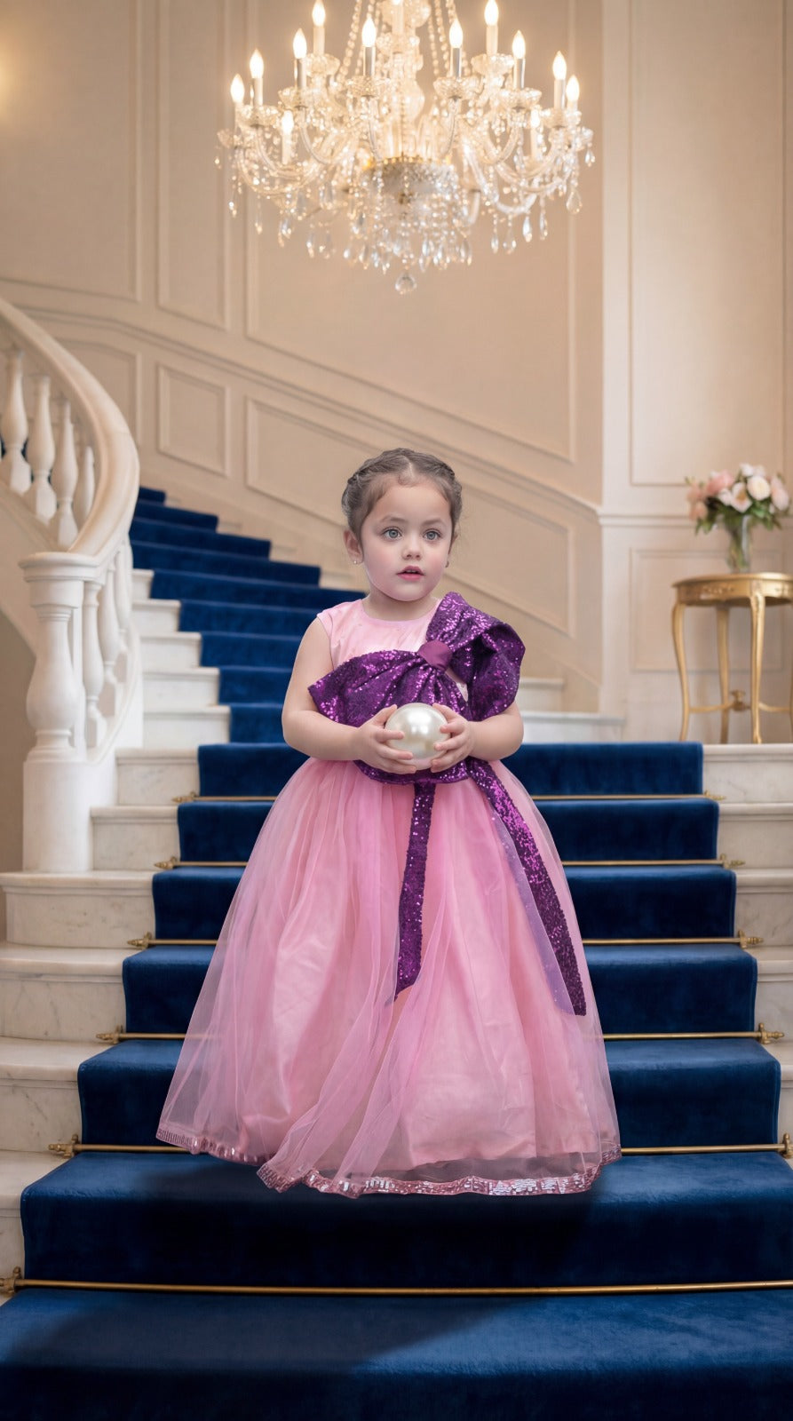 Pink Plum Sequins Bow