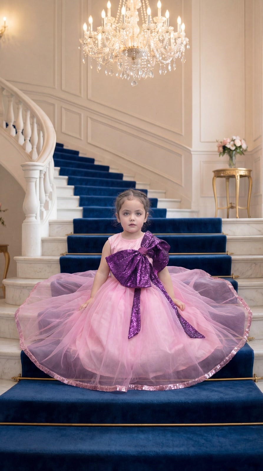 Pink Plum Sequins Bow