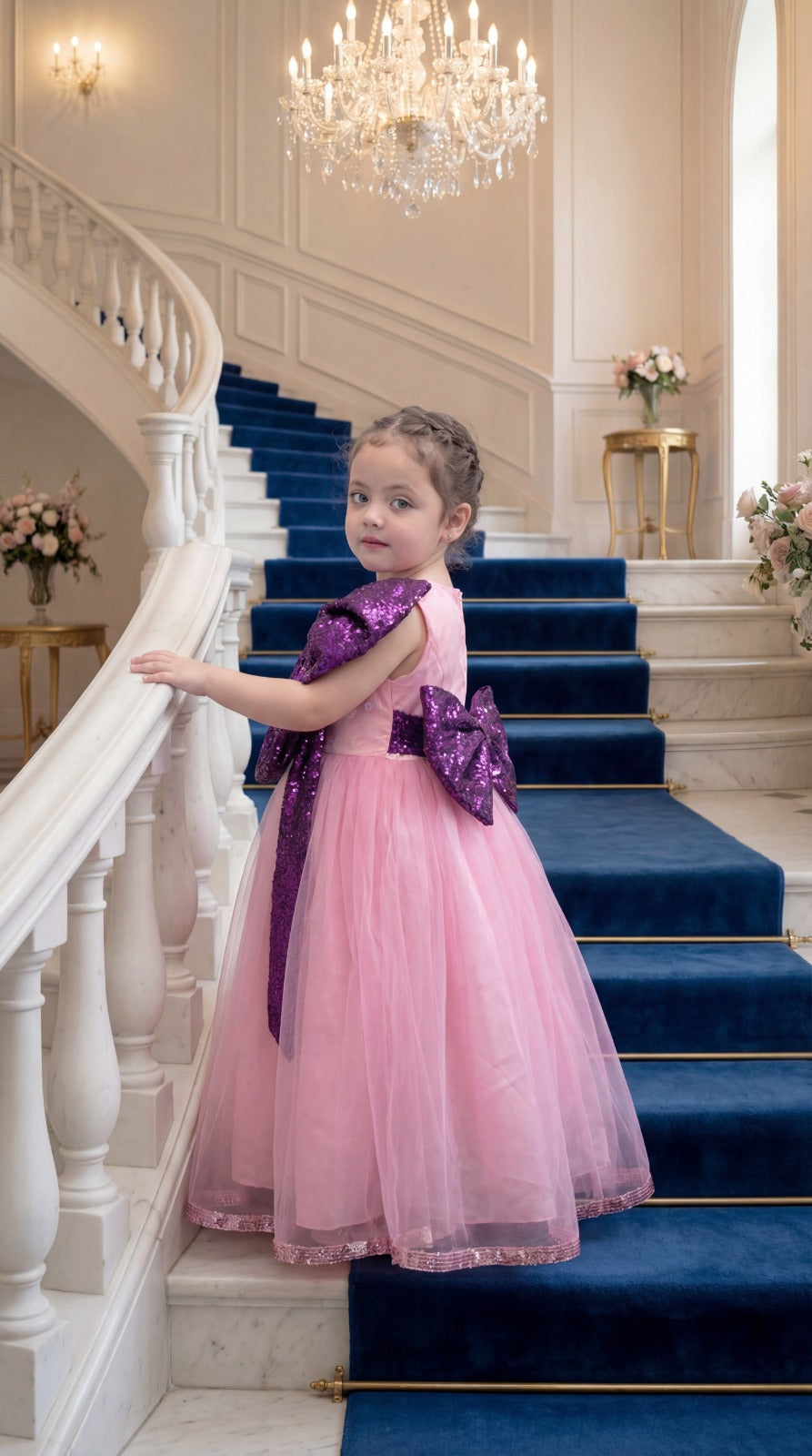 Pink Plum Sequins Bow